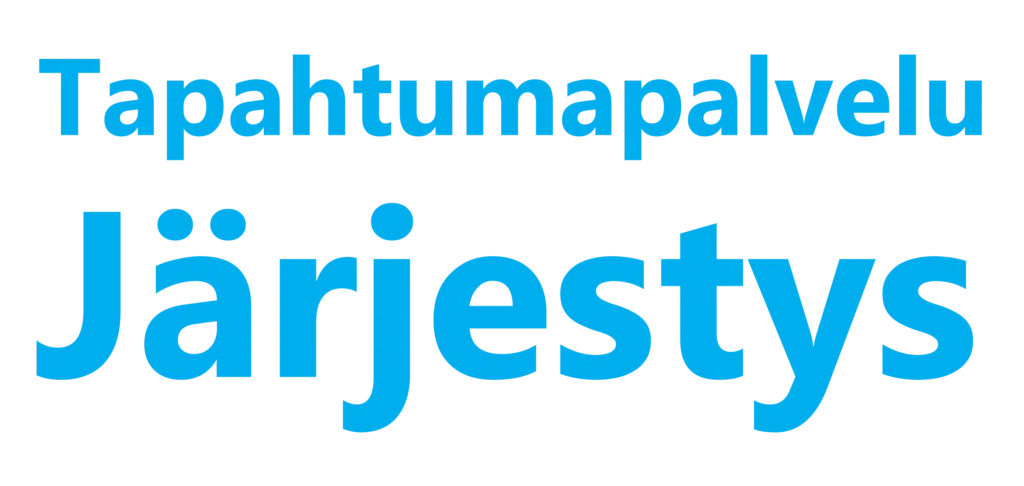 Tapahtumapalvelu Järjestyksen logo sinisellä tekstillä