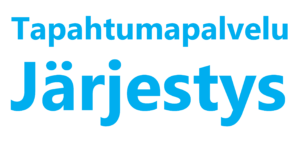 Tapahtumapalvelu Järjestyksen logo sinisellä tekstillä