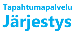 Tapahtumapalvelu Järjestyksen logo sinisellä tekstillä