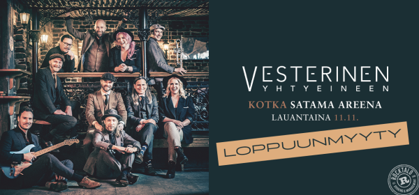 Vesterinen 1240x580px loppuunmyyty Vesterinen Yhtyeineen 11.11. Satama Areenalla on loppuunmyyty